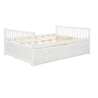 JS puna veličina dnevna kreveta sa dvostrukom veličinom i ladicama, pune veličine, bijele boje