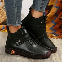 Trendy mekane jedino potplat kožne cipele za žene jesen i zimska udobna ženska stočna petlja čipkane kratke čizme crne veličine40