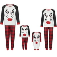 Allshope Porodica koja odgovara Božić Pijamas Set Elk Plaid Print Holiday Pajamas Sleep odjeća Tata