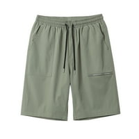 Pergeraug Muške dukseve Jednobojni džepovi od labavih sportova izvezene ručke ravne kratke hlače za muške zelene l