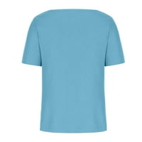 Pejock Ženska udobna labava majica s kratkim rukavima, kratki rukav bluza, majice Plavi XXL