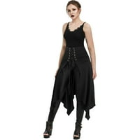 Ženska modna solidna boja Gotic punk asimetrična čipkasta proreza prednja suknja A-line suktni klub