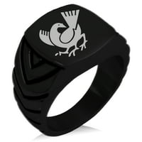 Nehrđajući čelik Yata Crow Kamon Crest Chevron uzorak Biker stil polirani prsten