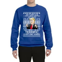 Divlji Bobby, sjajan sjajan sretan božićni smiješni Donald Trump Politički unisni Crewneck Grafički duks, Kraljevska, XX-velika
