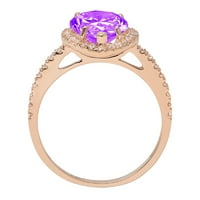 2. CT sjajan krug Clear Simulirani dijamant 18k 18K ružičasto zlato halo pasijans sa accentima prsten sz 7.5