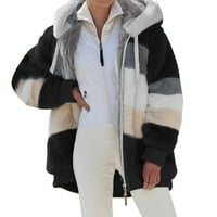Kaputi za žene dame zimski kapuljač s dugim rukavima plišani kaput sa patentnim zatvaračem