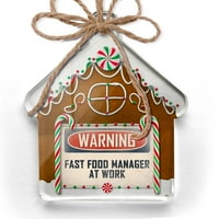 Ornament tiskan jednostrani upozorenje Manager za brzu hranu na poslu Vintage Fun Potpiši posao Božić