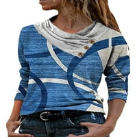 GLONME Žene Jesenski vrhovi Bluze Casual Dugi majica s dugim rukavima Dekor Ispis Lounge Pulover za dame Style-F 2XL