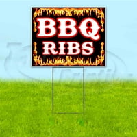 BBQ RIBS znak dvorišta, uključuje udio metalnog stepenika