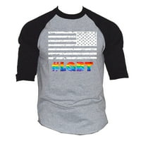 Rainbow #lgbt Bijela američka zastava Muška majica crne sive Raglan Baseball 3x-velika crna siva