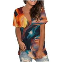Olyvenn Ljeto Žene Tunic Tops Labavi majice V izrez Kombinacije udobne opuštajuće ležerne bluze Worky