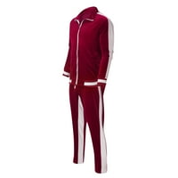 PXiakgy SportSwear odijelo Zimske casual muške stil lapeli kontrastni boju Muška odijela setovi crveni