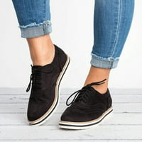 Qiaocaity ženske cipele na čišćenju, do 20% popusta, ženska vintage čvrsta boja okružene nožne cipele s ravnim potpeticama crna 40