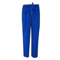 Žene Ležerne prilike posteljine pantalone u obliku boja, čipke u boji Elastične hlače, visoke struke