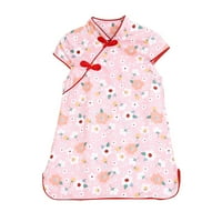 Dječje djece Dječje djevojke haljine cvjetne crtane haljine Cheongsam Party Outfits Ljeto Princess kratki rukav Djevojke za djecu