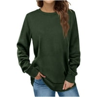 Proljetna odjeća za žene plus veličine vrhova dugih rukava majice u boji modna krekana jesena dukserica Trendi pulover Army Green XL