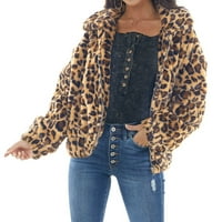 Žene Ležerne modne patentni zatvarač Plišani Leopard Ispis jakne s dugim rukavima plus veličina ugodno mekano postavljeno