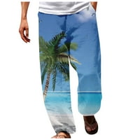 Ljetno čišćenje muške hlače naprijed-školske trendi muške modne labave ležerne tiskane široke noge džepne sportske pantalone plavi xxxl