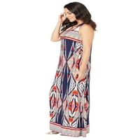 Roaman's Women's Plus size Petite ultrazmooth tkanini tisak Maxi haljina