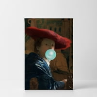 Dizajn umjetnika osmijeha Johannes Vermeer's RemeCepiece devojka sa crvenim šeširom plavom mjehurić