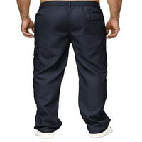 Muškarci Solid Casual Multi džepne ravne cijevi na otvorenim radnoj hlače