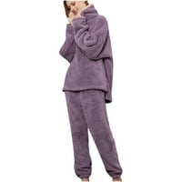 Binmer Women Pajama odijelo za spavanje dugih rukava s kapuljačom na dugim rukavima dva set Početna
