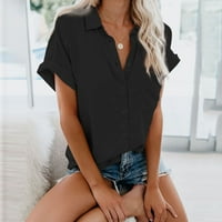 Žene plus veličina modna žena kauzalno dugme Čvrsta bluza kratka majica s kratkim rukavima Ljetni vrhovi