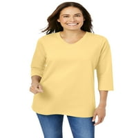 Žena unutar ženske plus veličine Savršena majica s kratkim rukavima s tri četvrtine