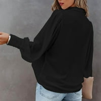 Adviicd bluze žene hladno rame dolje dolje prednjim dugim rukavima crne bluze
