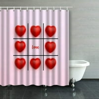 Tick ​​Tack Toe izrađen crvena srčana riječ Ljubav tuš za zavjese za kupaonice