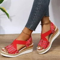 SHLDYBC klinovi sandale za žene, ženske sandale tiskane papuče na plaži Ljetni klinovi platform luk podrška ortopedskim cipelama, ljetno čišćenje štednje