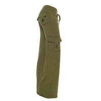 Jesenske ženske hlače Clearence Plus size vježbanje na nogama Stretch tipka za struku Pocket Yoga teretana Loose hlače zelena