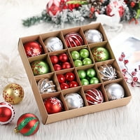 Sanviglor Dekoracije Multi-Color Xmas Balls Ornamenti Hangets Hangent Christmas Ball Decor okrugli sjajno obojeno lagano zeleno srebro