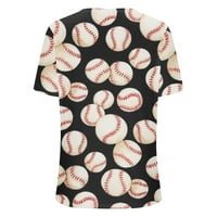 Zunfeo Wimens odobrenje - kratki rukav za bejzbol tiskani pulover T košulje Comfy Loose Tops Flash Pick