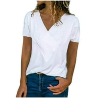 Ženski vrhovi kratkih rukava Bluze Regularne fit t majice Pulover Ties Forts Solid T-majice V izrez