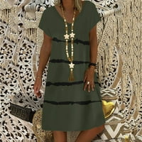 Smanjite haljinu Yanxiao Ženski tiskani kratkih rukava s kratkim rukavima zeleni XL