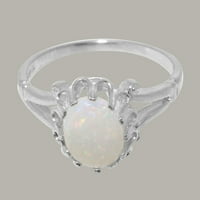 Britanci napravili su 10k bijeli zlatni prirodni Opal Womens Ring - Veličine opcije - Veličina 5