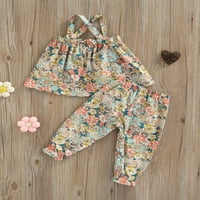 Djevojke za dijete Ljetne odjeće, komplet bez rukava bez rukava + elastične bend cvjetne hlače