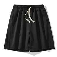 Muški kratke hlače Plus size Solid Boja ravno nacrtavanje elastične struke kratke hlače Casual brzog sušenja Sport Pet point Shorts Black XXXL