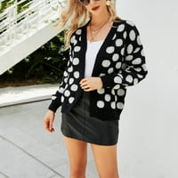 SHPWFBE CARDIGAN za žene džempere za žene Cardigan Jednokrevetna-polka-dot polka-taat velika veličina