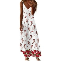 Leesechin Clearsance ženske haljine ljetni cvjetni ispisani V-izrez rukavice bez rukava pulover haljina