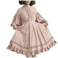 Haljine za žene s dugim rukavima A-linijska dužina koljena Ležerna ljetna okrugla izrez čipkaste haljina