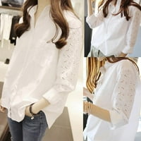 Majice Labakihah za žene Ženska poslovna majica Lacel Long rukava čista boja bluza bijela