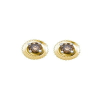 Jewels 10kt Žuto zlato Žene okrugle smeđe Dijamantni solitaire Naušnice odvijača 1. CTTW