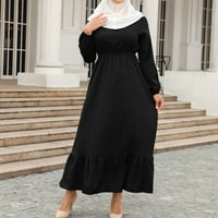 Annuirheih ženske muslimanske haljine duge haljine s patentnim zatvaračem s dugim rukavima, pune boje