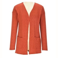 Dame Solid Color Knit Cardigan Dukseri Lagani otvoreni prednji kardigan jaknu kaput Ležerna zimska pada