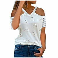 Žene okrugli vrat Ležerne prilike Ležerne prilike s kratkim rukavima Hladna ramena T-majice Tee XL