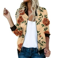 Plus veličine ugrađena jakna Žene casual svakodnevne jakne Lagane zip up casual jakne cvjetni ispis