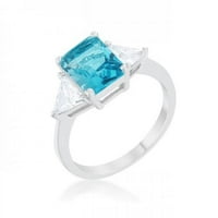 Klasični zaručni prsten za rodijumu, plavi - veličina 9