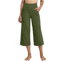 MAFYTYTPR Capris hlače za žene plus veličina na prodaju Ženska čista boja visoki struk Sportski sportove fitness joga široka širina kapriza